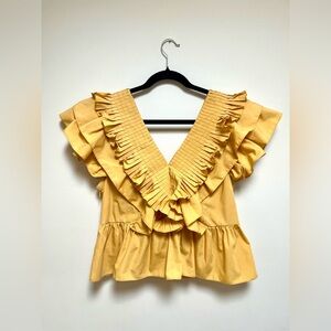 entro Yellow Ruffle Blouse size Large